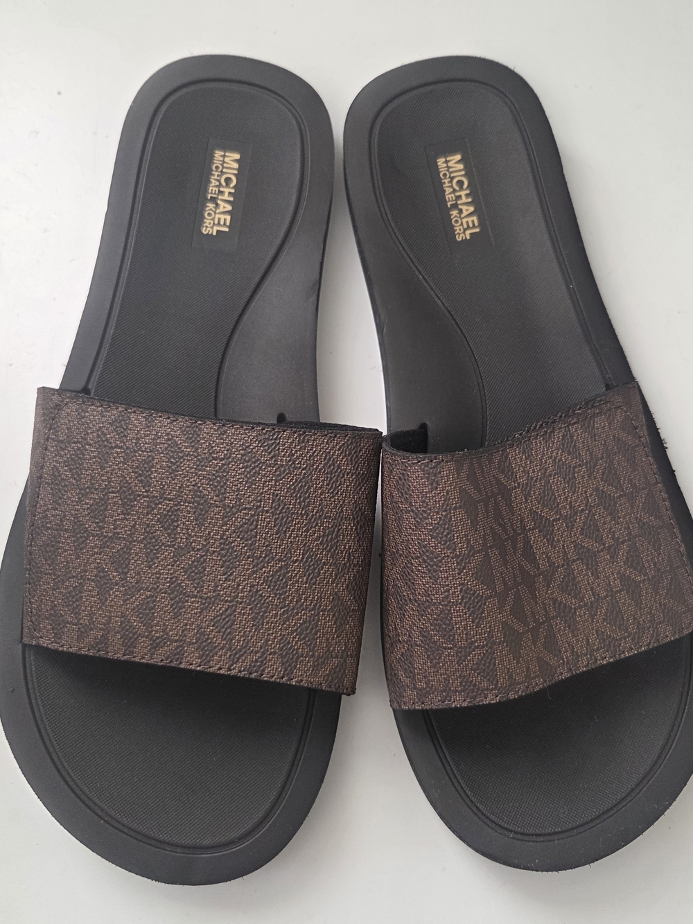 Michael Kors Brown Logo Slide Sandals - Picture 3 of 6
